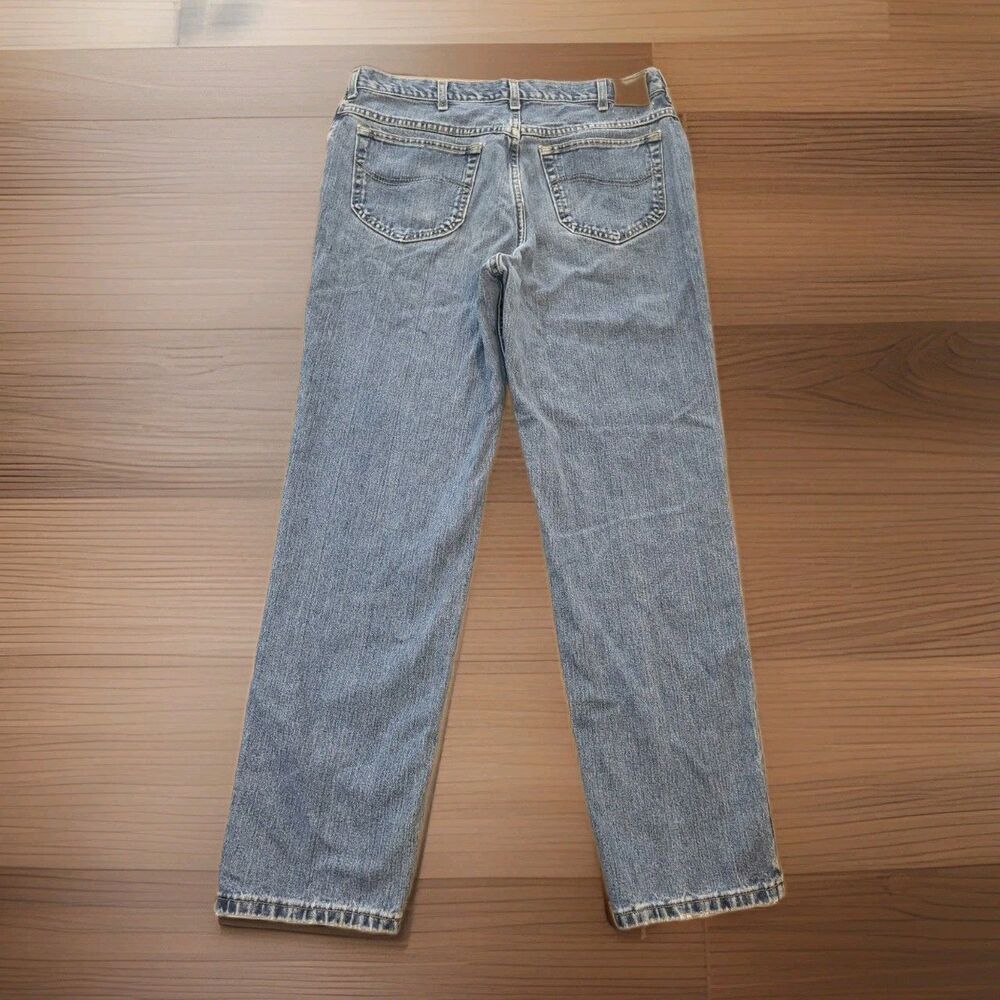VTG 90s Lee Jeans Men 36x31 205-5540 Relaxed Blue Denim Made in USA Distressed - Picture 2 of 10
